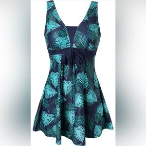 Swimsuit Blue Printed Skirt Swimwear with Boyshort * Size S*Absolutely Gorgeous*